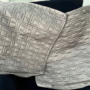 HBC Hotel Collection Euro pillow shams, like new, grey cotton satin.